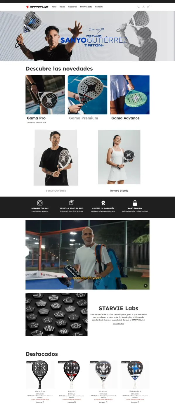 StarVie — E-commerce de pádel